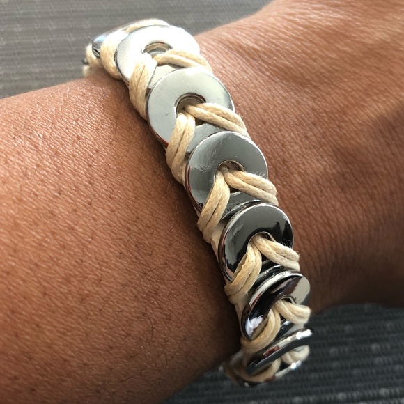 Other - Men’s White & Silver Braided Bracelet